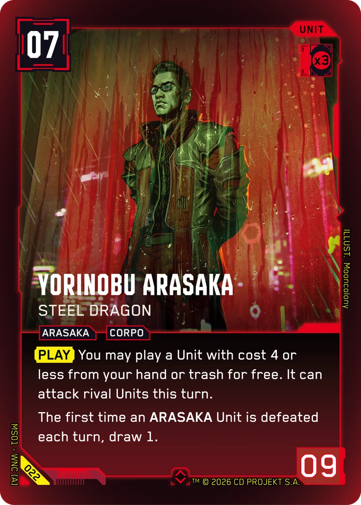 Yorinobu Arasaka — Steel Dragon - Red Unit, cost 7